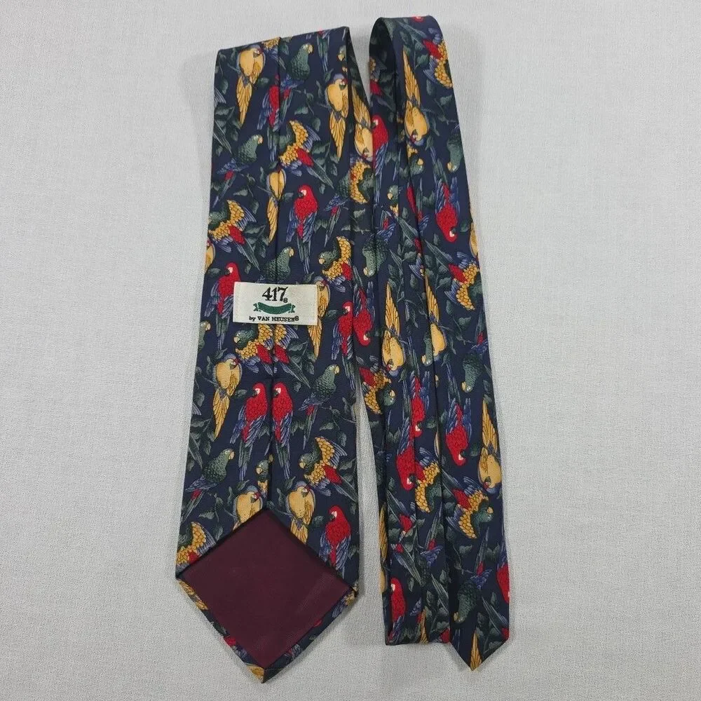 417 by Van Heusen Men's Multicolor Parrot 100% Silk Designer necktie